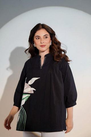 Black piece white top/kurti/shirt