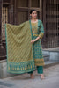 Rama Green and golden kurta set