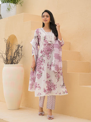 Pastel Pink purple kurta set