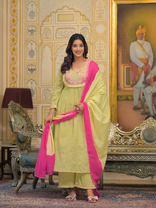 light green and pink kurta set