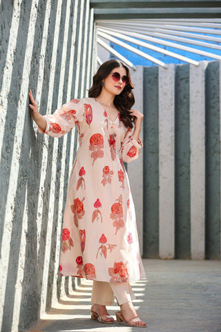Offwhite red printed 2 piece cord set