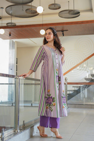 Purple printed 2 piece cord set