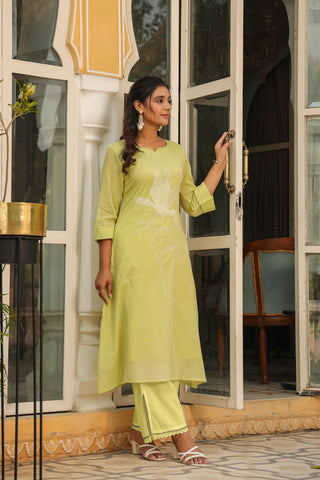 Light  green color 2 piece kurta set