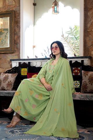 Sage Green embroidered kurta set
