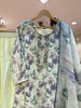 White and pastel purple kurta set